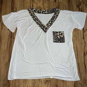 white and cheetah print top